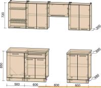 Кухня Интерлиния Мила Пластик 2.3 А (черный глянец/белый глянец/опал светлый) картинка