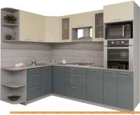 Кухня Интерлиния Мила Gloss 1.68x2.8 левая (ваниль-асфальт) картинка