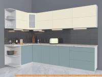 Кухня Интерлиния Мила Матте 1.5x3.0 А левая (слоновая кость/океан/опал светлый) картинка