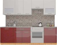 Кухня ВерсоМебель ЭкоЛайт-5 2.4 (белый/темно-красный) картинка