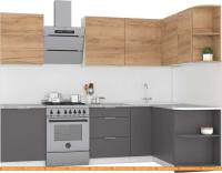 Кухня Интермебель Микс Топ-16 2.1x1.6м прав (дуб крафт зол-графит сер-ателье св.) картинка