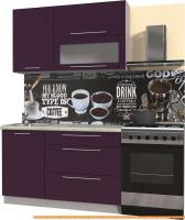 Кухня Интерлиния Мила Пластик 2.1 В (слива глянец/опал светлый) картинка