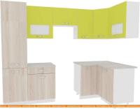 Кухня ВерсоМебель Эко-5 1.2x2.6 правая (ясень шимо светлый/зеленый лайм) картинка
