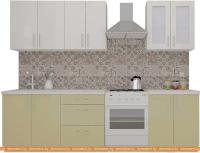 Кухня ВерсоМебель ВерсоЛайн 7-2.1 (белый 001/бежевый 002) картинка