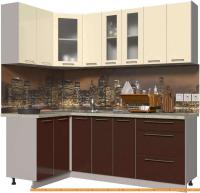 Кухня Интерлиния Мила Пластик 1.2x2.1 (шоколад глянец/ваниль глянец/опал светлый) картинка