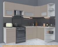 Кухня Интерлиния Мила Матте 1.5x2.5 Б правая (луна/луна/травертин серый) картинка