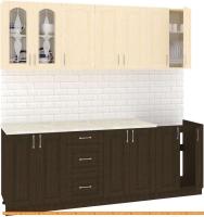 Кухня Кортекс-мебель Корнелия Ретро 2.2м (венге светлый/венге/марсель) картинка