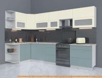 Кухня Интерлиния Мила Матте 1.5x3.3 Б левая (слоновая кость/океан/опал светлый) картинка