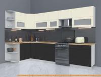 Кухня Интерлиния Мила Матте 1.5x3.3 Б левая (слоновая кость/пепел/травертин с.) картинка