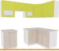 Кухня ВерсоМебель Эко-5 1.4x2.2 правая (ясень шимо светлый/зеленый лайм) картинка