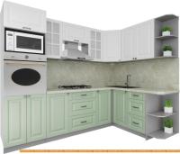 Кухня Интерлиния Мила Деко 1.68x2.6 правая (белый-мята-опал светлый) картинка