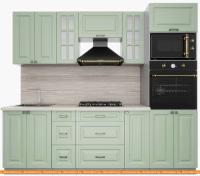 Кухня Интерлиния Мила Деко 2.4 (мята-мята-травертин серый) картинка