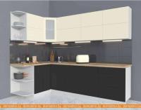 Кухня Интерлиния Мила Матте 1.5x2.6 А левая слоновая кость/пепел/травертин серый картинка