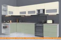 Кухня Интерлиния Мила Матте 1.5x3.6 Б правая (слон кость-мята-травертин серый) картинка