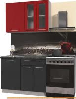 Кухня Интерлиния Мила Пластик 1.1 Б (антрацит гл/красный гл/кастилло темный) картинка