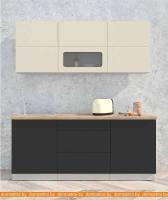 Кухня Интерлиния Мила Матте 1.9 А (слоновая кость/пепел/травертин серый) картинка