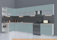 Кухня Интерлиния Мила Матте 1.5x3.9 Б левая (океан/океан/травертин серый) картинка