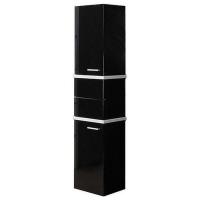 Шкаф-колонна Акватон Турин черный глянец с белыми панелями картинка