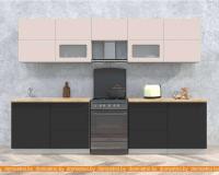 Кухня Интерлиния Мила Матте 3.0 Б (слоновая кость/пепел/травертин серый) картинка