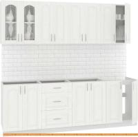 Кухня Кортекс-мебель Корнелия Ретро 2.3м без столешницы (ясень белый) картинка