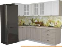 Кухня Интерлиния Мила Деко 1.2x2.5 (белый/луна/травертин серый) картинка