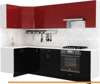 Кухня S-Company Клео глосc 1.2x2.7 левая (черный глянец/бургундский глянец) картинка