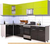 Кухня Интерлиния Мила Gloss 50-12x27 (яблоко/черный глянец) картинка