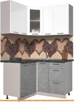 Кухня Интерлиния Мила Пластик 1.2x1.3 (мрамор/белый глянец/кастилло темный) картинка