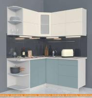 Кухня Интерлиния Мила Матте 1.5x1.6 А правая (слоновая кость-океан-опал светлый) картинка