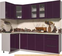 Кухня Интерлиния Мила Пластик 1.2x2.4 (слива глянец/опал светлый) картинка