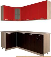 Кухня Интерлиния Мила 12x21 (красный/дуб венге) картинка