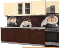 Кухня Интерлиния Мила Пластик 2.3 Б (шоколад глянец/ваниль глянец/опал светлый) картинка