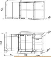 Кухня Интерлиния Мила Лайт 1.6-60 (салатовый/дуб венге) картинка