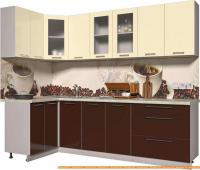 Кухня Интерлиния Мила Пластик 1.2x2.6 (шоколад глянец/ваниль глянец/опал светлый) картинка