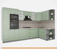 Кухня Интерлиния Мила Деко 1.68x3.2 правая (мята-мята-травертин серый) картинка