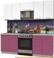Кухня Интерлиния Мила Пластик 2.2 А (гортензия гл/белый гл/опал светлый) картинка