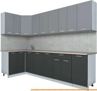 Кухня Интерлиния Мила Лайт 1.2x2.8 (серебро/антрацит) картинка