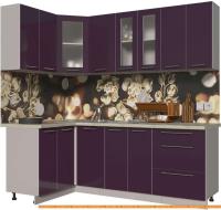 Кухня Интерлиния Мила Пластик 1.2x2.2 (слива глянец/опал светлый) картинка