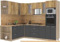 Кухня Интерлиния Мила 1.88x2.6 левая (дуб золотой-антрацит-дуб бунратти) картинка