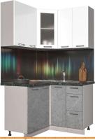 Кухня Интерлиния Мила Пластик 1.2x1.2 (мрамор/белый глянец/кастилло темный) картинка