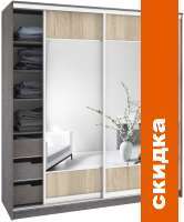 Шкаф-купе Кортекс-мебель Сенатор ШК12 Геометрия ДСП с зеркалом (береза/дуб сонома) картинка