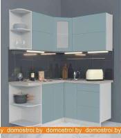 Кухня Интерлиния Мила Матте 1.5x1.4 А левая (океан/океан/травертин серый) картинка