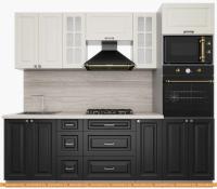 Кухня Интерлиния Мила Деко 2.3 (слоновая кость-пепел-травертин серый) картинка