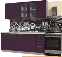 Кухня Интерлиния Мила Пластик 2.0 Б (слива глянец/опал светлый) картинка