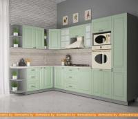 Кухня Интерлиния Мила Деко 1.88x3.2 левая (мята-мята-травертин серый) картинка