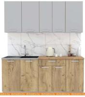 Кухня Интерлиния Мила Лайт 1.8 (серебристый-дуб золотой-дуб бунратти) картинка