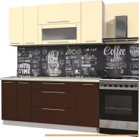 Кухня Интерлиния Мила Пластик 1.0 В (шоколад глянец/ваниль глянец/опал светлый) картинка