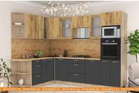 Кухня Интерлиния Мила 1.88x2.8 левая (дуб золотой-антрацит-дуб бунратти) картинка