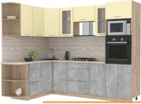 Кухня Интерлиния Мила 1.68x2.6 левая (ваниль-бетон-травертин) картинка