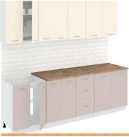 Кухня Кортекс-мебель Корнелия Лира 2.4м (крем/капучино/мадрид) картинка